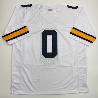 Autographed/Signed Mike Sainristil Michigan White College Football Jersey Beckett BAS COA
