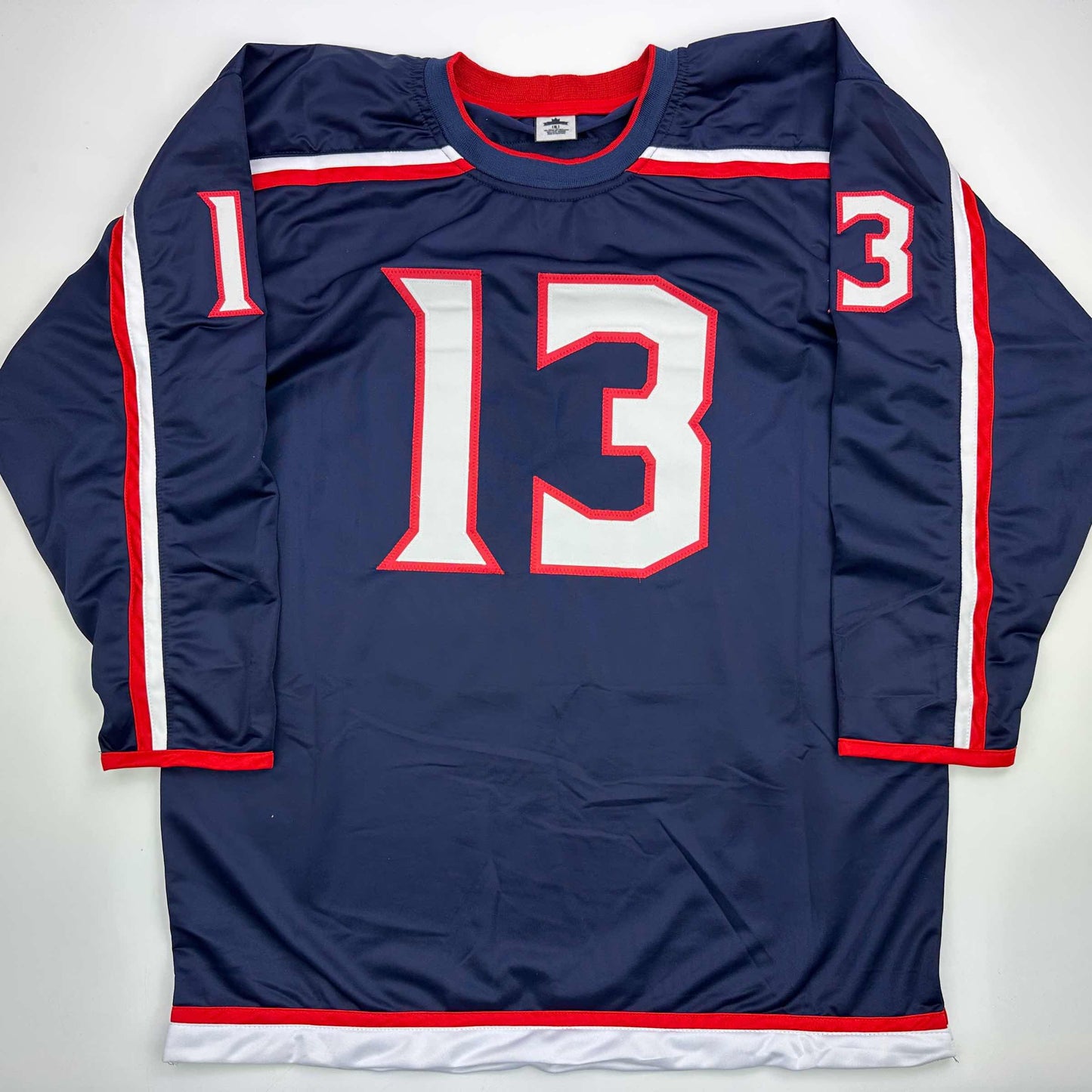 Facsimile Autographed Johnny Gaudreau Columbus Blue Reprint Laser Auto Hockey Jersey Size Men's XL