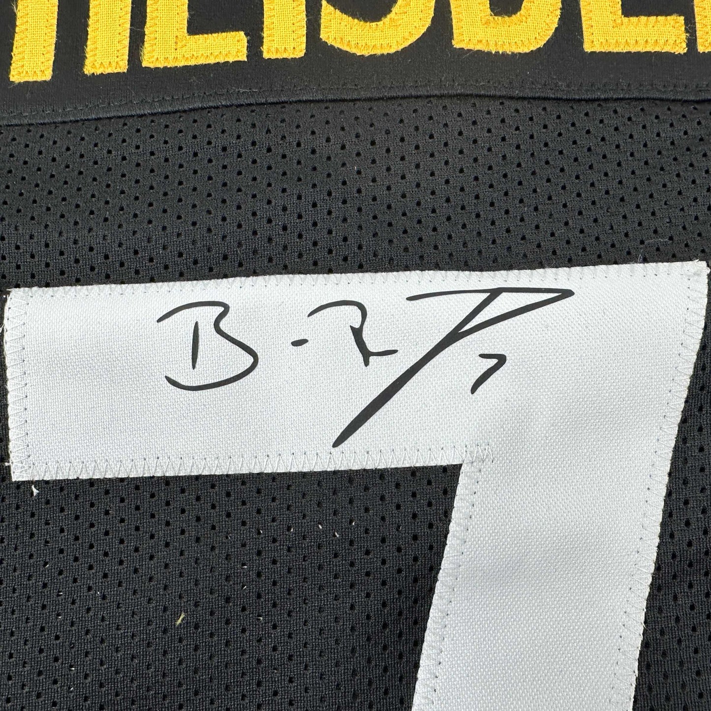 Facsimile Autographed Ben Roethlisberger Pittsburgh Black Reprint Laser Auto Football Jersey Size Men's XL