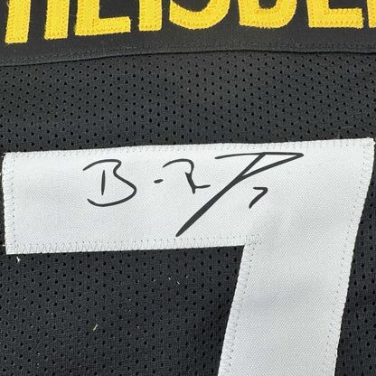 Facsimile Autographed Ben Roethlisberger Pittsburgh Black Reprint Laser Auto Football Jersey Size Men's XL