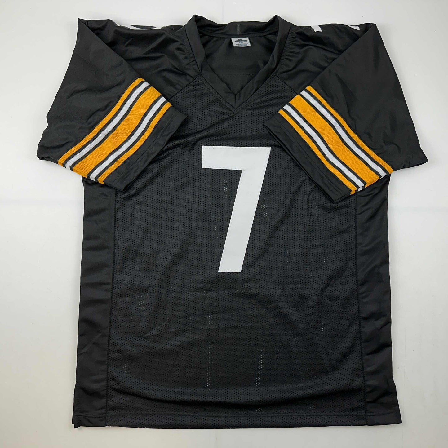 Facsimile Autographed Ben Roethlisberger Pittsburgh Black Reprint Laser Auto Football Jersey Size Men's XL