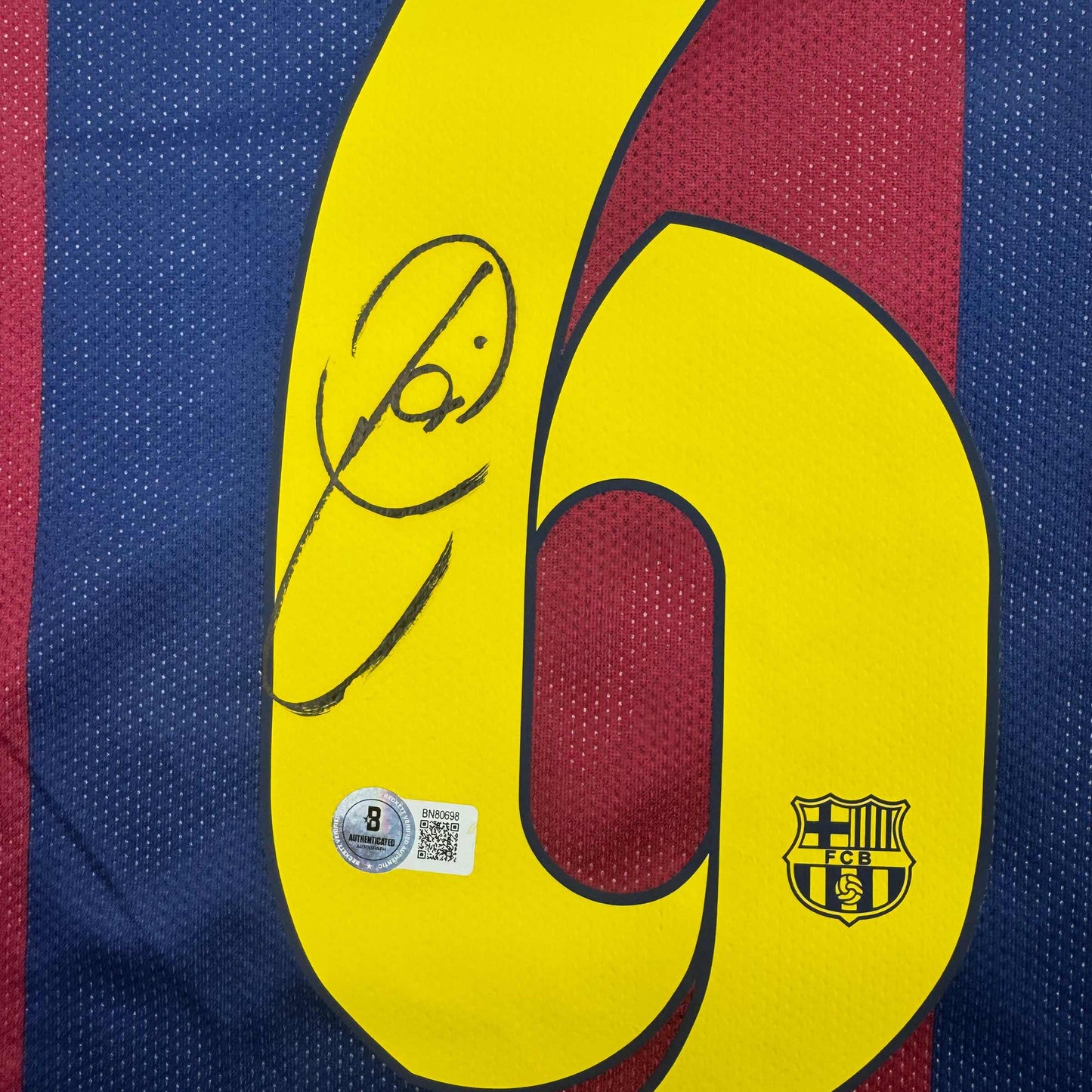 Autographed/Signed Xavi Hernandez FC Barcelona Blue Soccer Jersey Beckett BAS COA