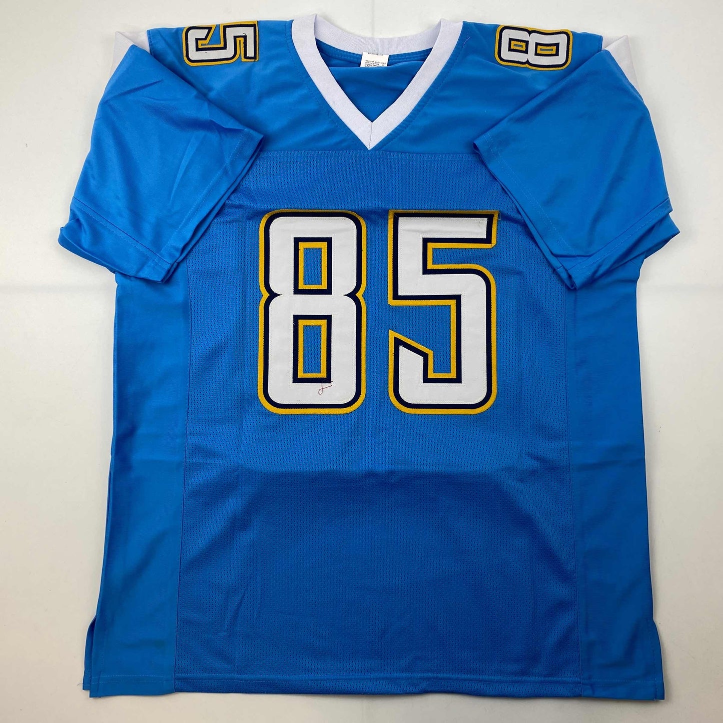 Facsimile Autographed Antonio Gates Los Angeles LA Powder Blue Reprint Laser Auto Football Jersey Size Men's XL