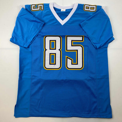 Facsimile Autographed Antonio Gates Los Angeles LA Powder Blue Reprint Laser Auto Football Jersey Size Men's XL