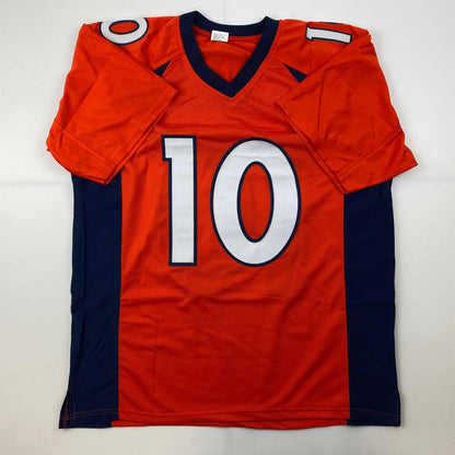 Facsimile Autographed Jerry Jeudy Denver Orange Reprint Laser Auto Football Jersey Size Men's XL