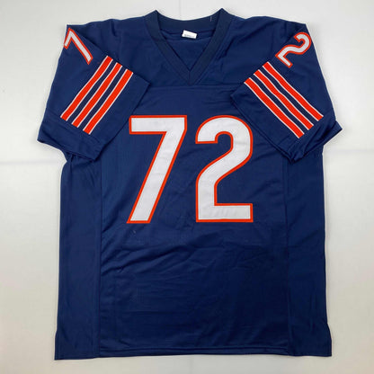 Facsimile Autographed William Perry The Refrigerator Chicago Blue Reprint Laser Auto Football Jersey Size Men's XL