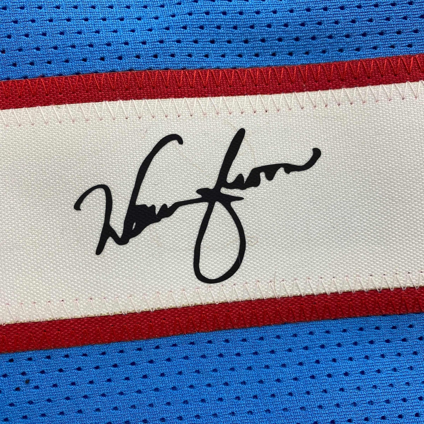 Facsimile Autographed Warren Moon Houston Blue Reprint Laser Auto Football Jersey Size Men's XL