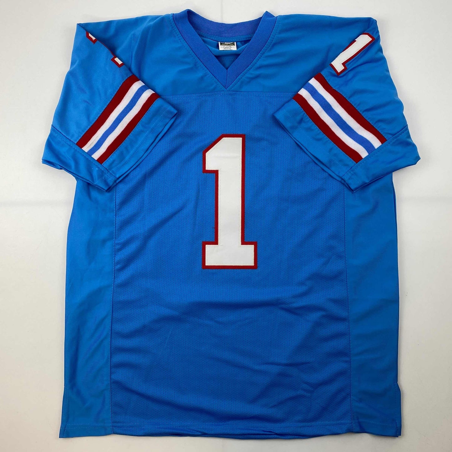 Facsimile Autographed Warren Moon Houston Blue Reprint Laser Auto Football Jersey Size Men's XL