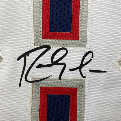 Facsimile Autographed Randy Moss New England Blue Reprint Laser Auto Football Jersey Size Men's XL