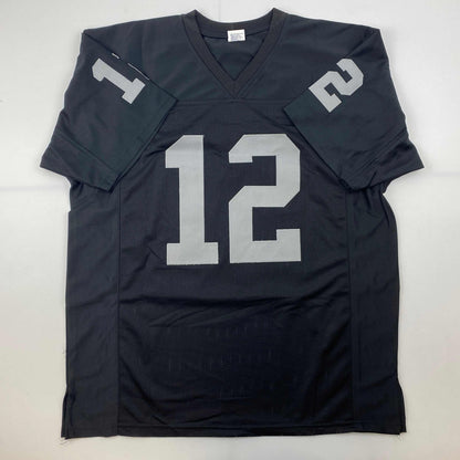 Facsimile Autographed Ken Stabler Oakland Las Vegas Black Reprint Laser Auto Football Jersey Size Men's XL