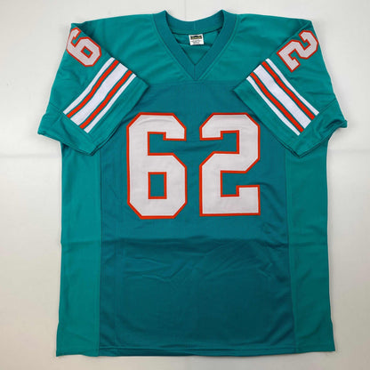 Facsimile Autographed Jim Langer Miami Teal Reprint Laser Auto Football Jersey Size Men's XL