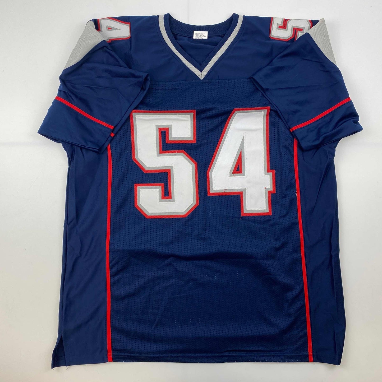 Facsimile Autographed Tedy Bruschi New England Blue Reprint Laser Auto Football Jersey Size Men's XL