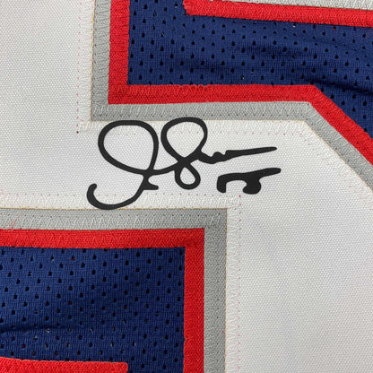 Facsimile Autographed Junior Seau New England Blue Reprint Laser Auto Football Jersey Size Men's XL