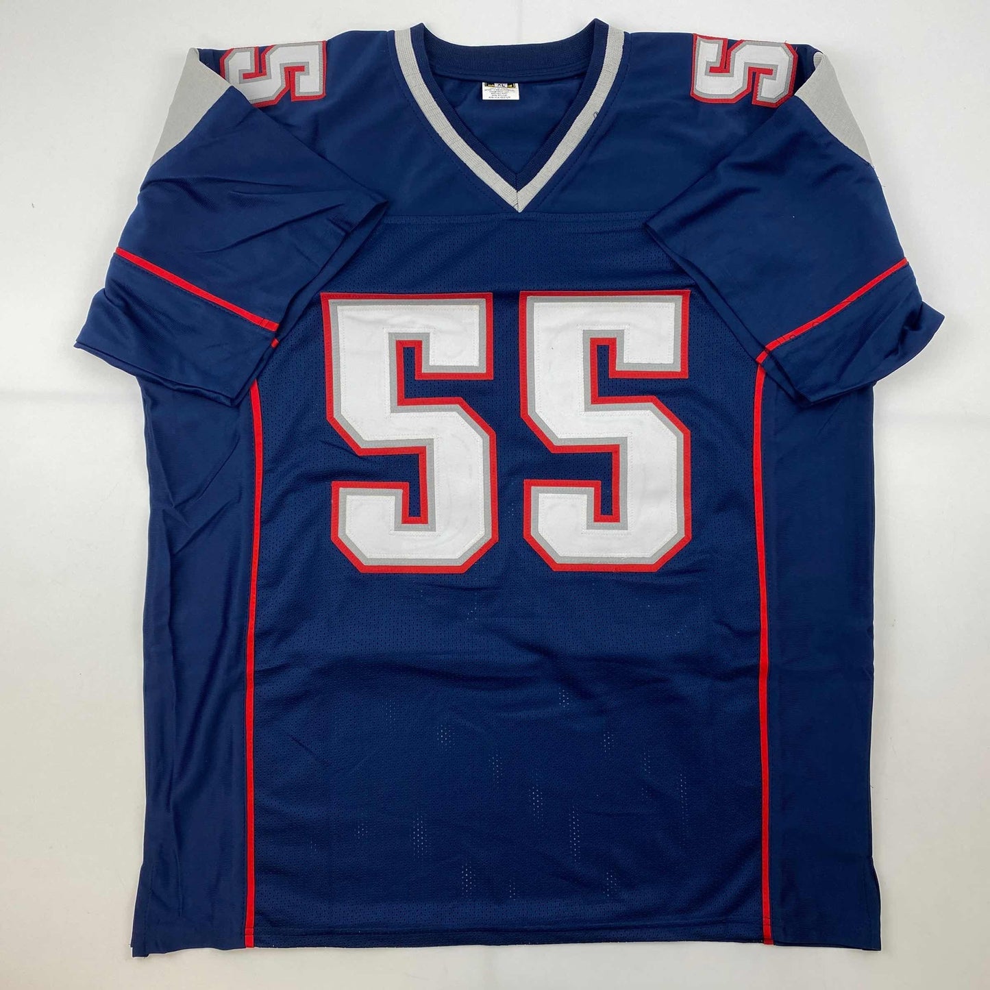 Facsimile Autographed Junior Seau New England Blue Reprint Laser Auto Football Jersey Size Men's XL