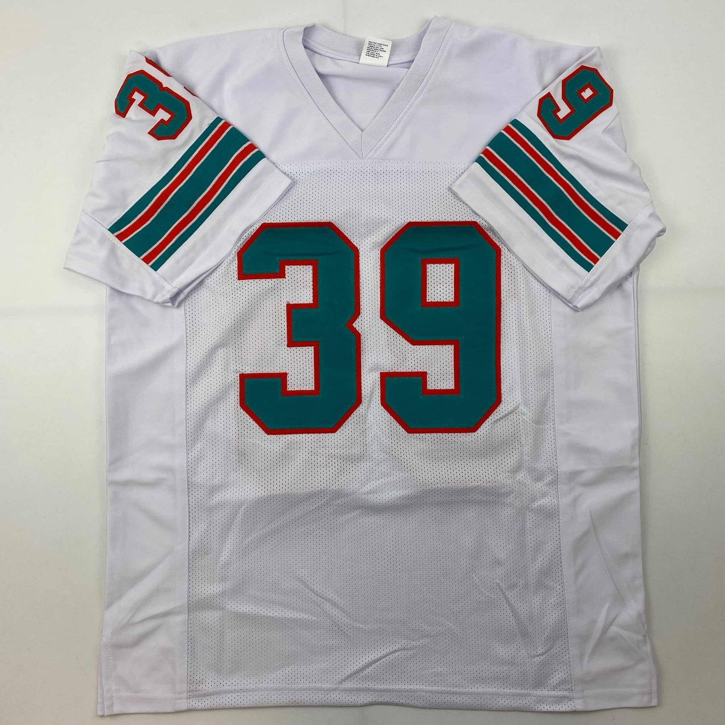 Facsimile Autographed Larry Csonka Miami White Reprint Laser Auto Football Jersey Size Men's XL