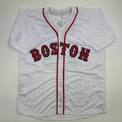Facsimile Autographed Jarren Duran Boston White Reprint Laser Auto Baseball Jersey Size Men's XL