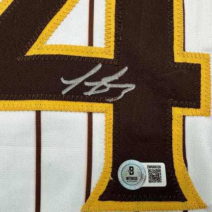 Autographed/Signed Luis Arraez San Diego Pinstripe Baseball Jersey Beckett BAS COA
