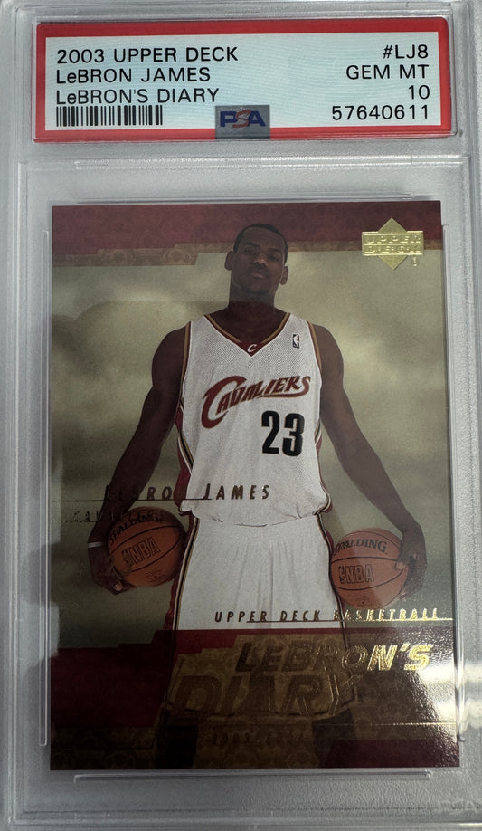 Graded 2003-04 Upper Deck LeBron James #LJ8 Diary Rookie RC Basketball Card PSA 10 Gem Mint