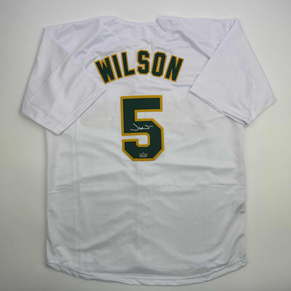 Facsimile Autographed Jacob Wilson Oakland White Reprint Laser Auto Baseball Jersey Size Men's XL