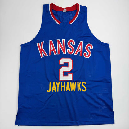 Autographed/Signed Christian Braun Kansas Blue College Basketball Jersey JSA COA