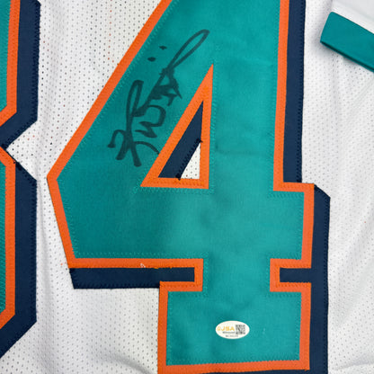 Autographed/Signed Ricky Williams Miami White Football Jersey JSA COA