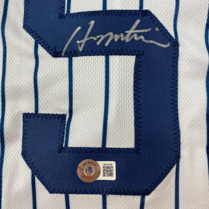 Autographed/Signed Hideki Matsui New York Pinstripe Baseball Jersey Beckett BAS COA