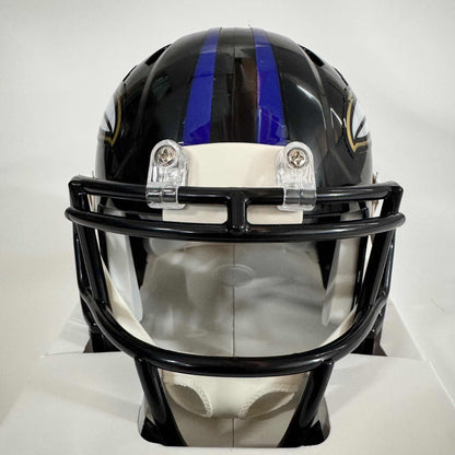 Autographed/Signed Justin Tucker Baltimore Ravens Mini Football Helmet Beckett BAS COA
