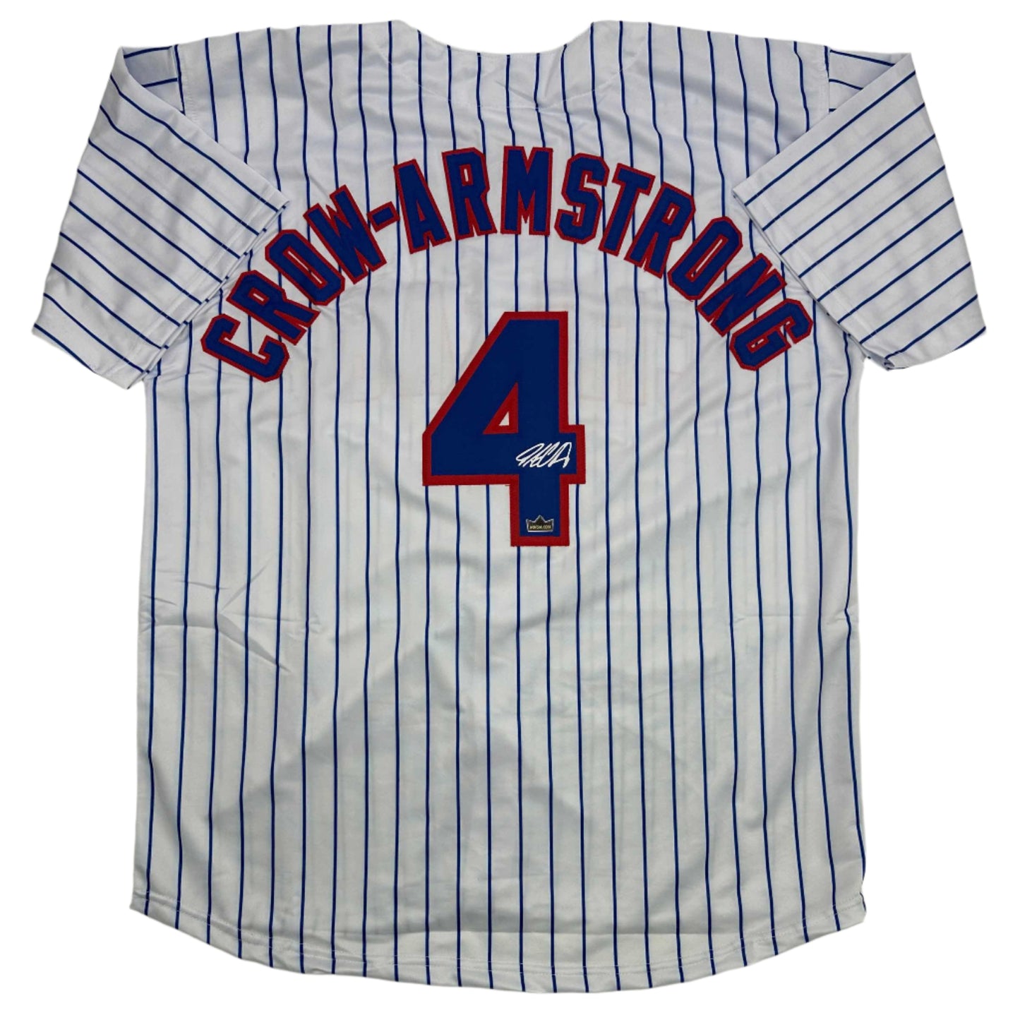Facsimile Autographed Pete Crow-Armstrong PCA Chicago Pinstripe Reprint Laser Auto Baseball Jersey Size Men's XL