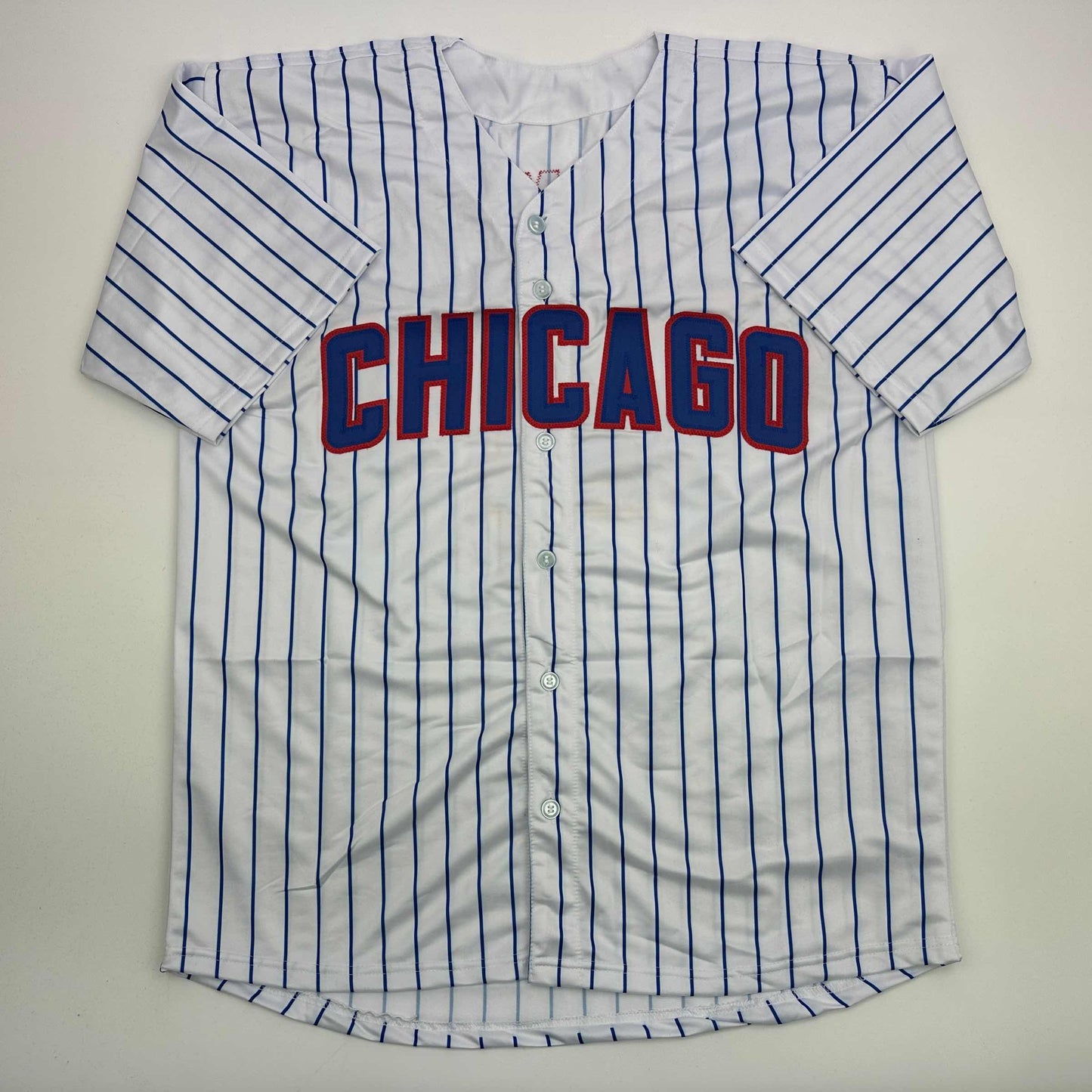 Facsimile Autographed Pete Crow-Armstrong PCA Chicago Pinstripe Reprint Laser Auto Baseball Jersey Size Men's XL