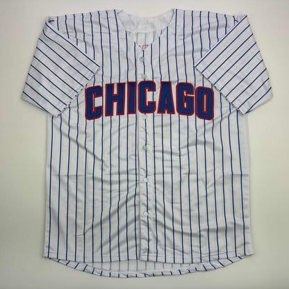 Facsimile Autographed Pete Crow-Armstrong PCA Chicago Pinstripe Reprint Laser Auto Baseball Jersey Size Men's XL
