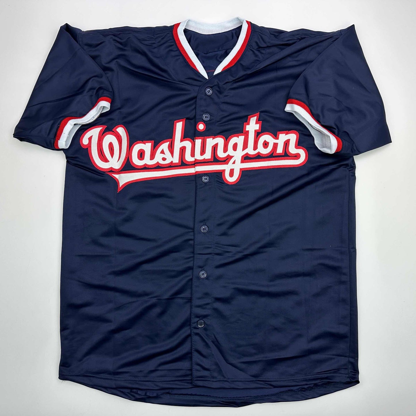 Facsimile Autographed Dylan Crews Washington Blue Reprint Laser Auto Baseball Jersey Size Men's XL