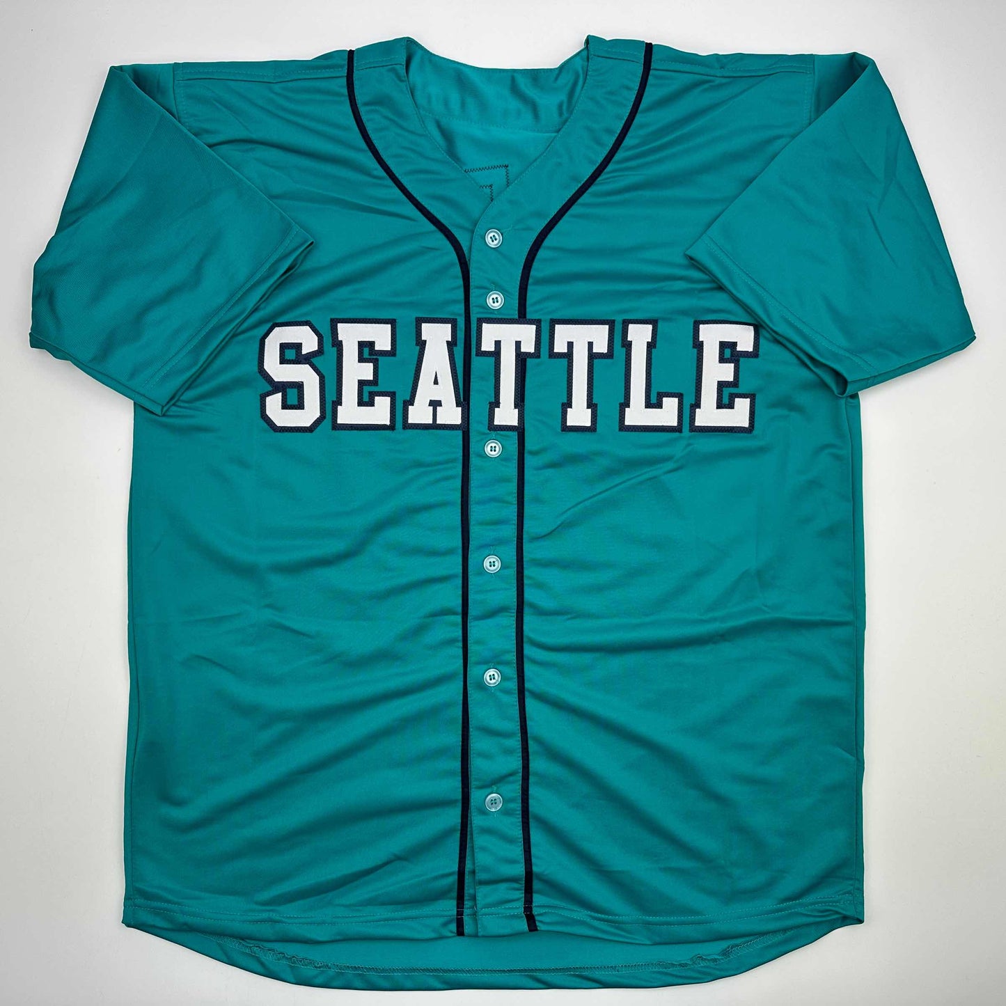 Facsimile Autographed Cal Raleigh Seattle Teal Reprint Laser Auto Baseball Jersey Size Men's XL