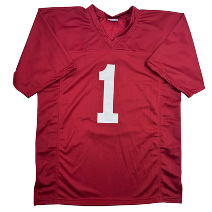 Autographed/Signed Nick Saban Alabama Red College Football Jersey PSA/DNA COA