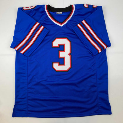 Facsimile Autographed Damar Hamlin Buffalo Blue Reprint Laser Auto Football Jersey Size Men's XL