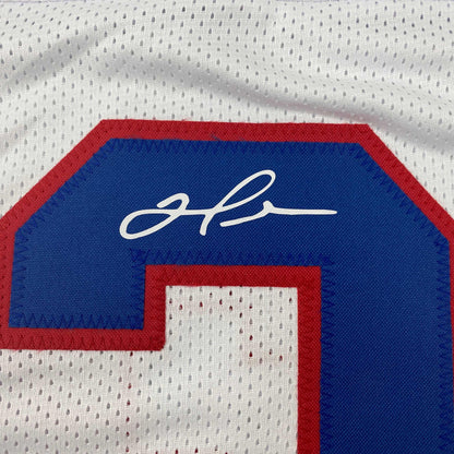 Facsimile Autographed Damar Hamlin Buffalo White Reprint Laser Auto Football Jersey Size Men's XL