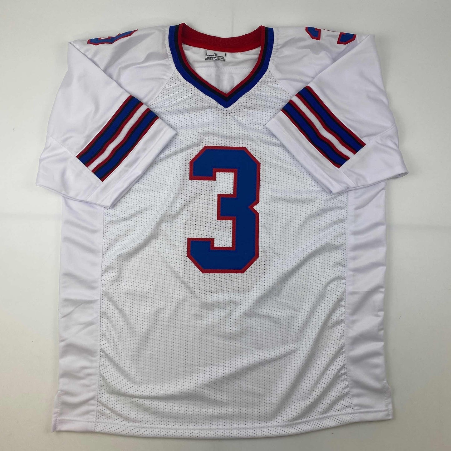 Facsimile Autographed Damar Hamlin Buffalo White Reprint Laser Auto Football Jersey Size Men's XL