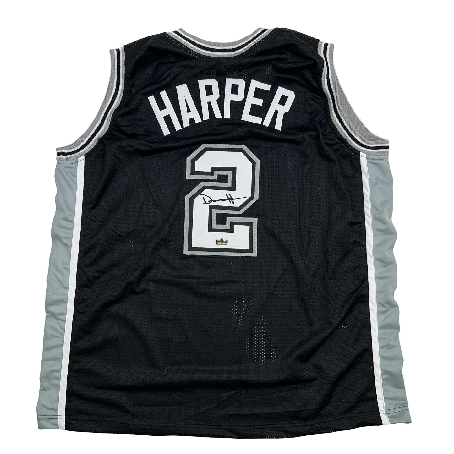 Facsimile Autographed Dylan Harper San Antonio Black Reprint Laser Auto Basketball Jersey Size Men's XL