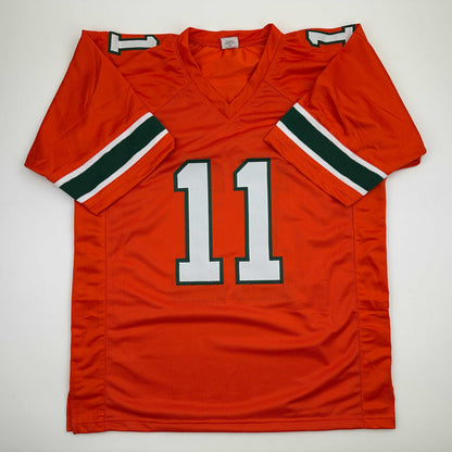 Facsimile Autographed Carson Beck Miami Orange Reprint Laser Auto College Football Jersey Size Men's XL