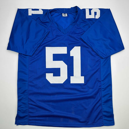 Autographed/Signed Abdul Carter New York Blue Football Jersey Beckett BAS COA