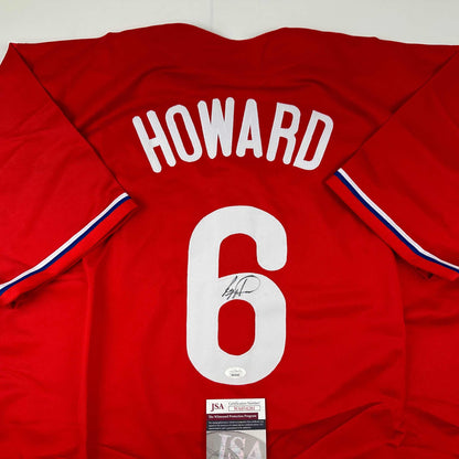 Autographed/Signed Ryan Howard Philadelphia Red Baseball Jersey JSA COA