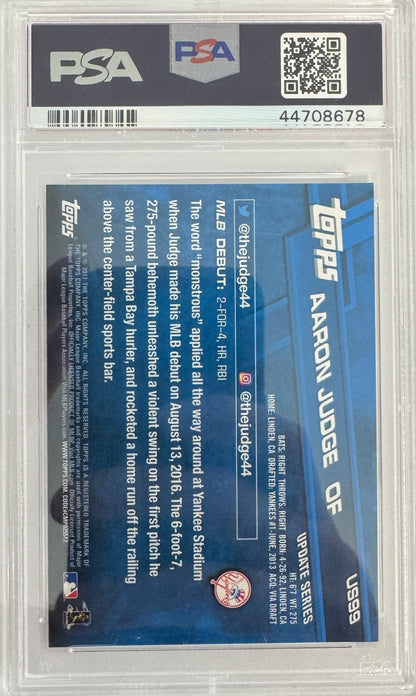Graded 2017 Topps Update Aaron Judge #US99 Rookie Debut RC Baseball Card PSA 10 Gem Mint