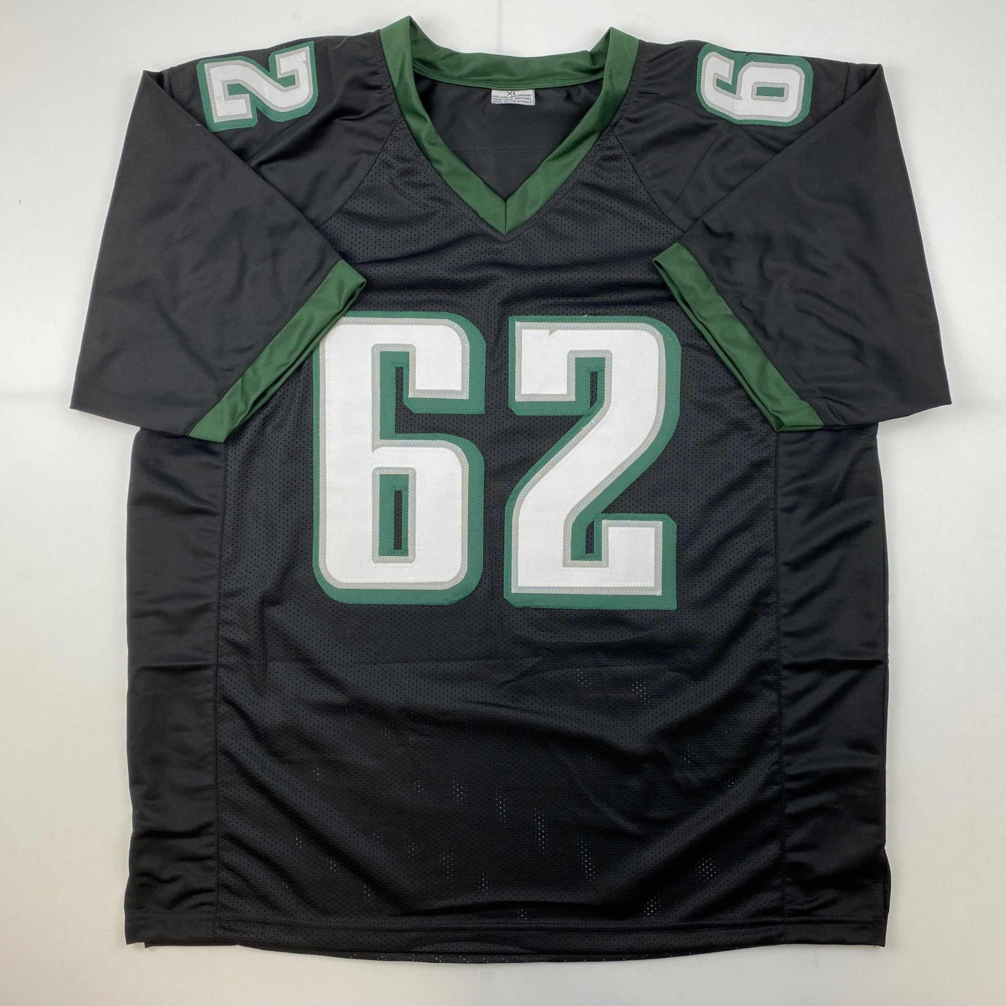 Facsimile Autographed Jason Kelce Philadelphia Black Reprint Laser Auto Football Jersey Size Men's XL