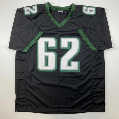 Facsimile Autographed Jason Kelce Philadelphia Black Reprint Laser Auto Football Jersey Size Men's XL