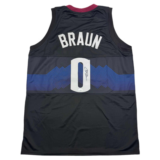 Autographed/Signed Christian Braun Denver Black 5280 Basketball Jersey JSA COA