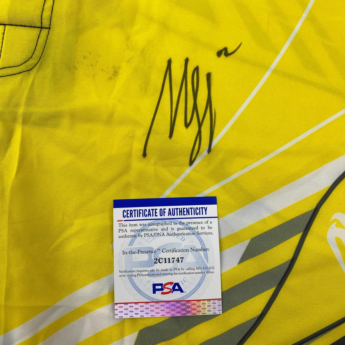 Autographed/Signed Khamzat Borz Chimaev Venom UFC MMA Ultimate Fighting Yellow Trunks PSA/DNA COA