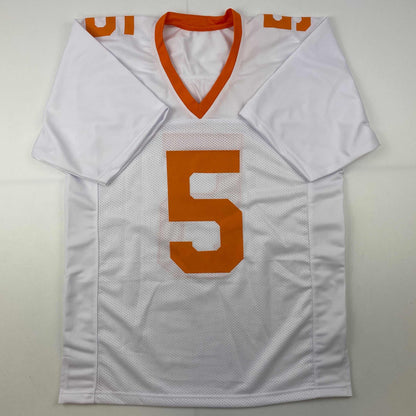 Autographed/Signed Hendon Hooker Tennessee White College Football Jersey JSA COA