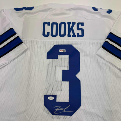 Autographed/Signed Brandin Cooks Dallas White Football Jersey JSA COA