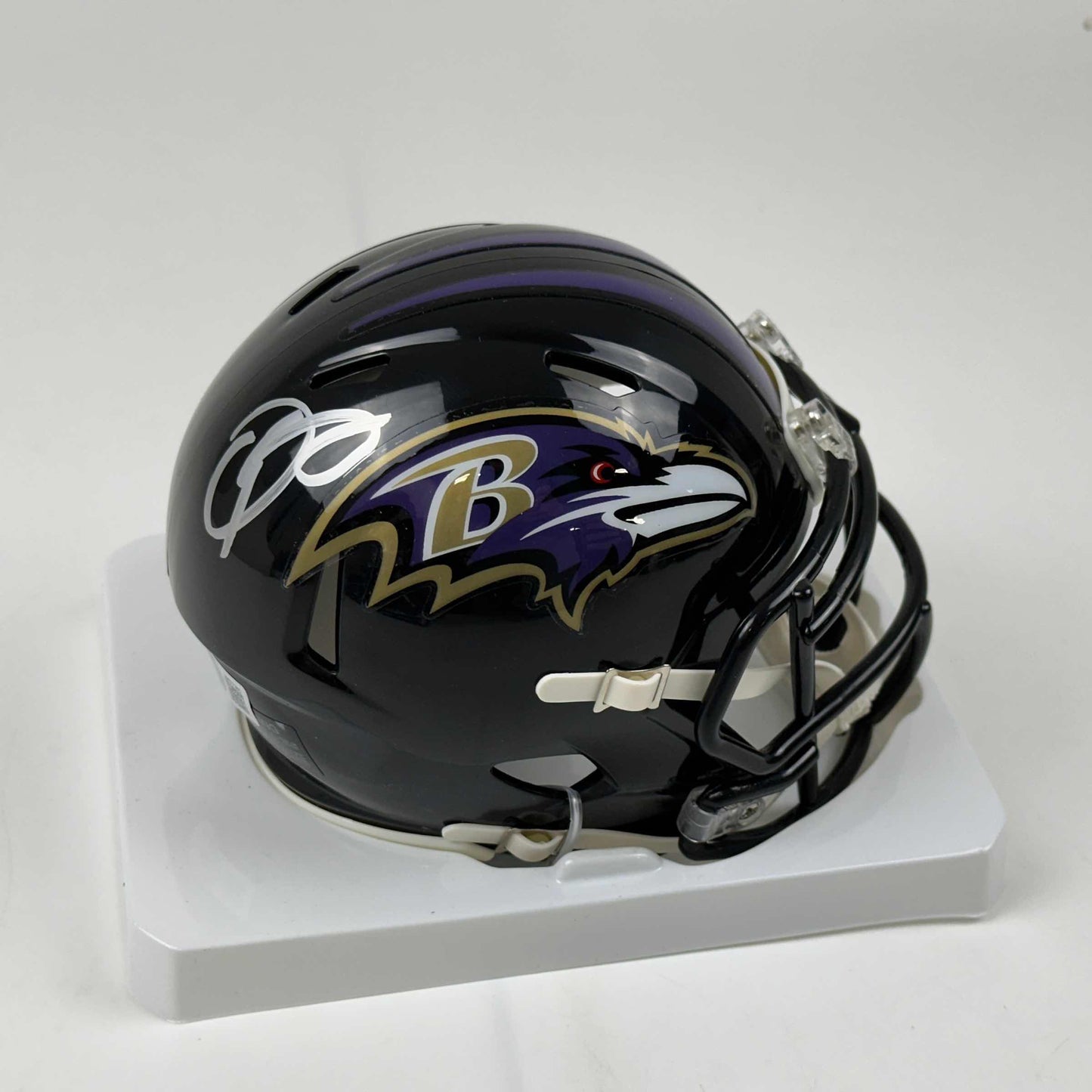 Autographed/Signed Odell Beckham Jr. OBJ Baltimore Ravens Mini Football Helmet Beckett BAS COA