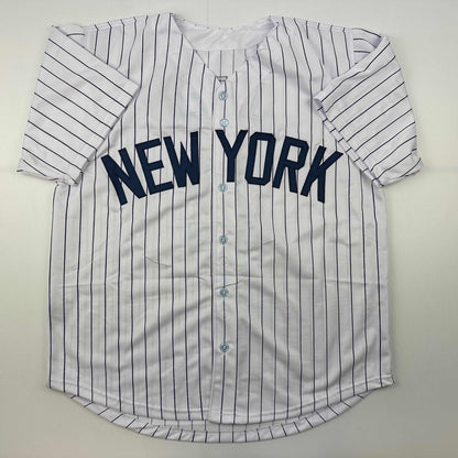 Facsimile Autographed Derek Jeter New York Pinstripe Reprint Laser Auto Baseball Jersey Size Men's XL