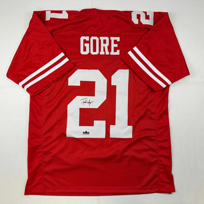 Facsimile Autographed Frank Gore San Francisco Red Reprint Laser Auto Football Jersey Size Men's XL